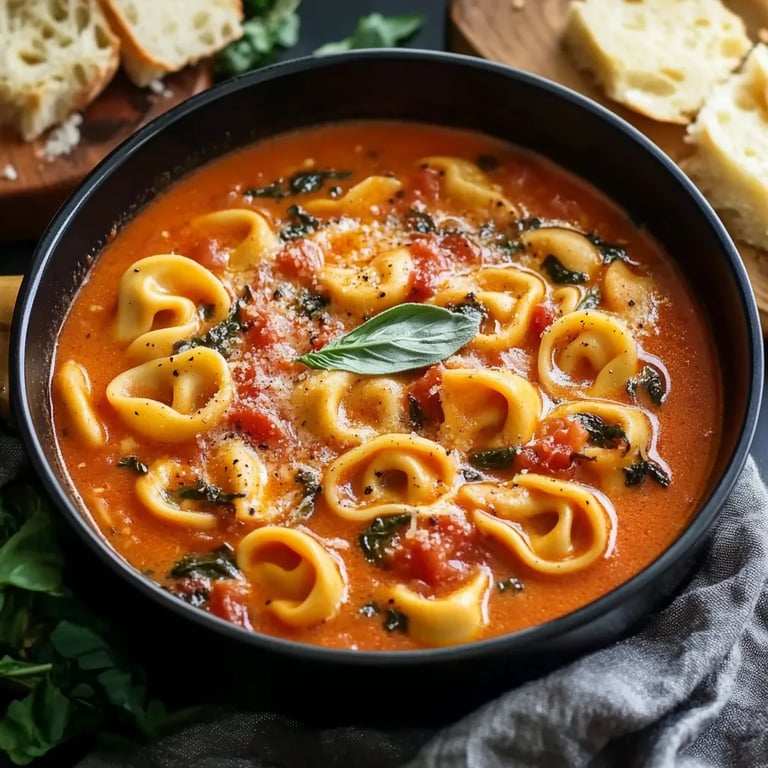 One-Pot Creamy Tomato Tortellini Soup