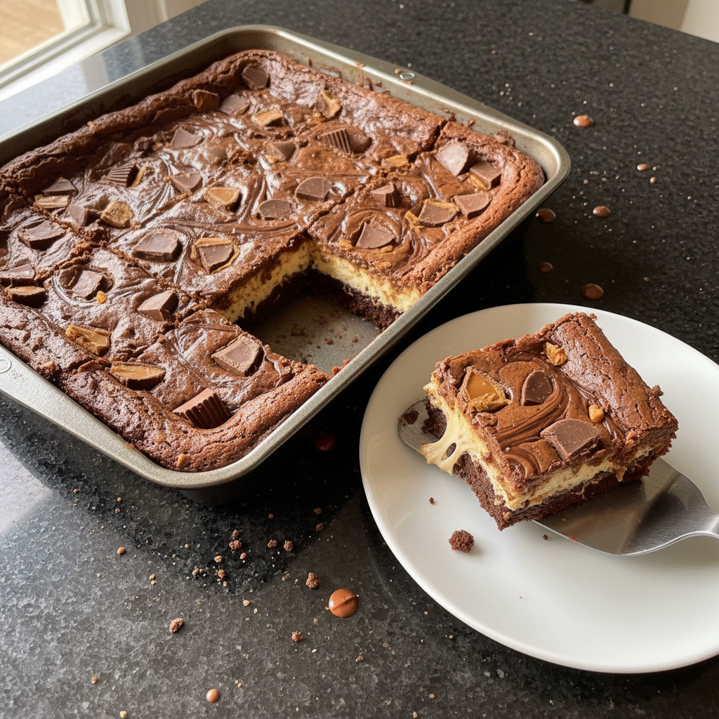 Decadent Reese's Cheesecake Brownies