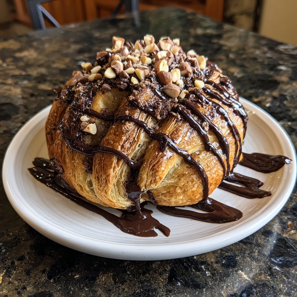 Warm Chocolate Hazelnut Croissant Bake