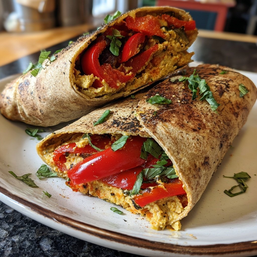 Roasted Vegetable Hummus Wraps