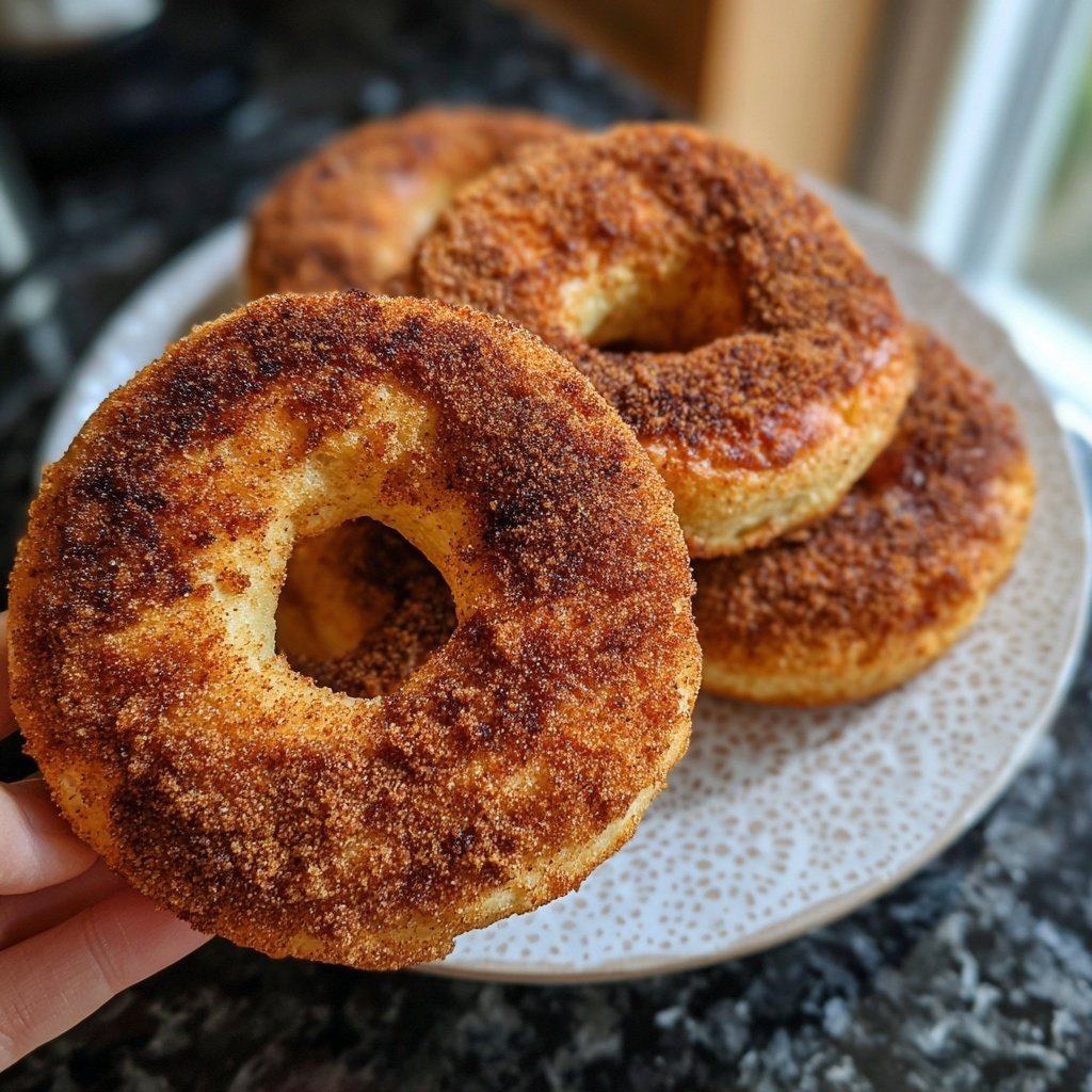 Protein Bagels with Cinnamon Sugar Topping