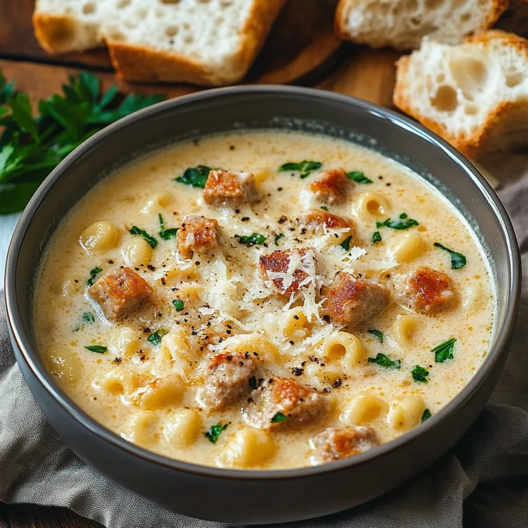 Creamy Parmesan Italian Sausage Ditalini Soup