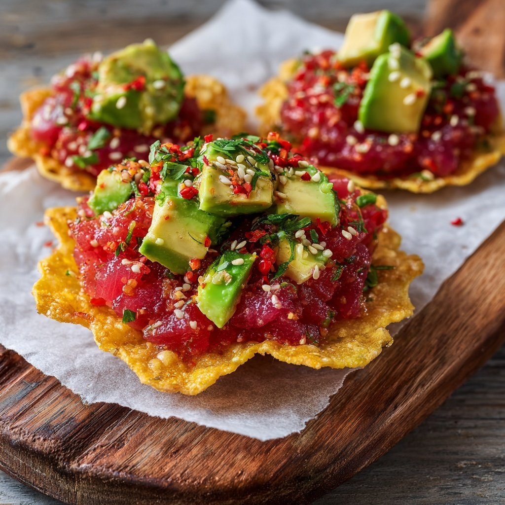 Spicy Tuna Tartare on Crisps