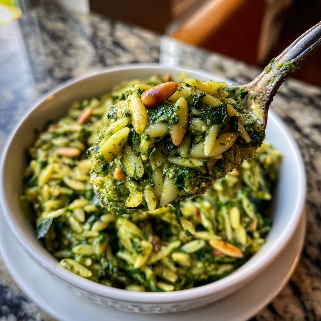 Kale Pesto Orzo Skillet
