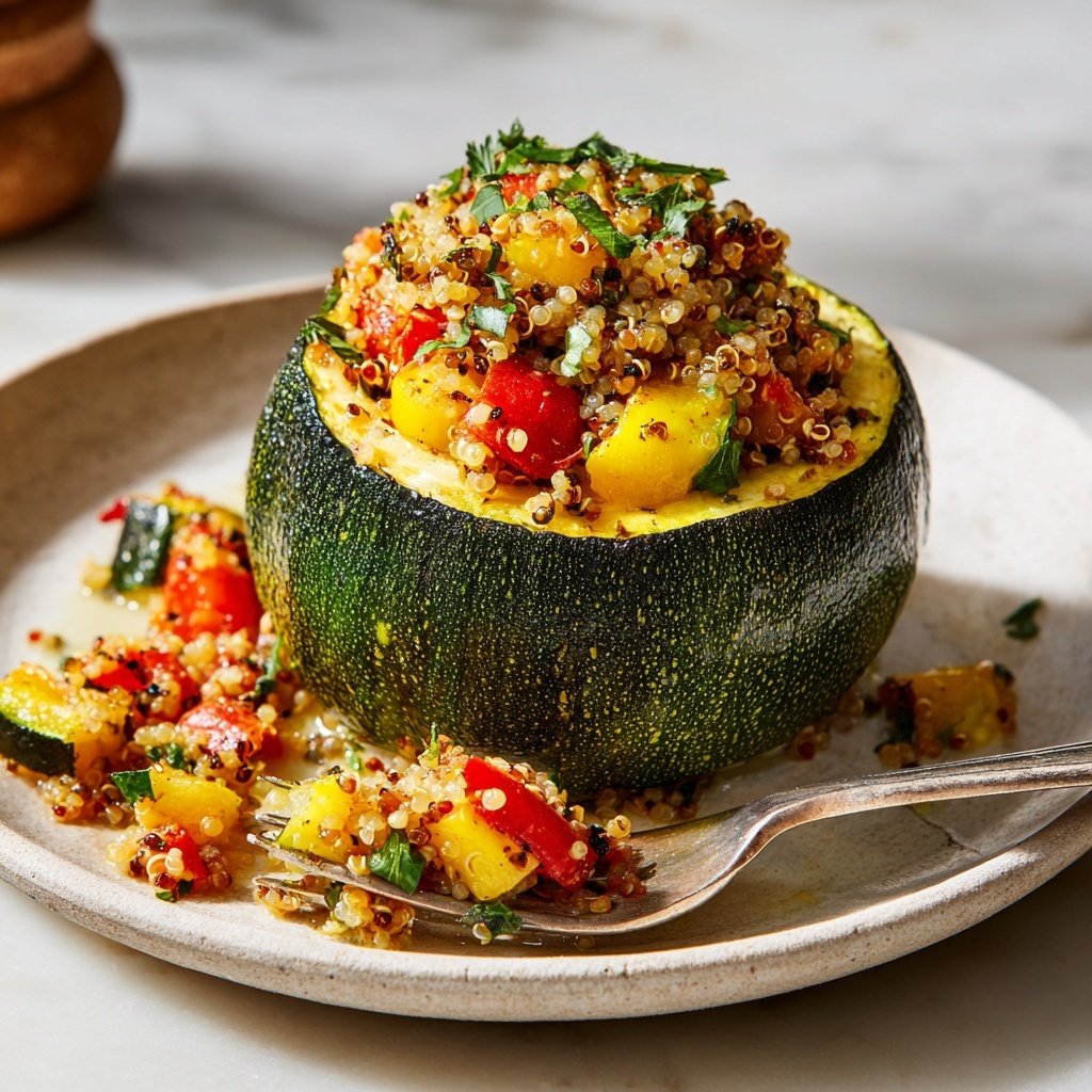 Savory Quinoa Stuffed Zucchini