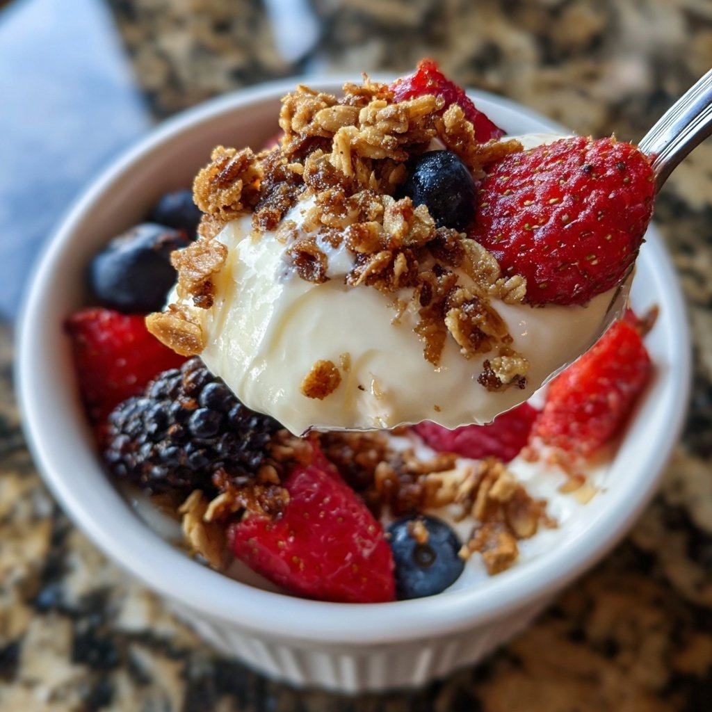 Greek Yogurt Breakfast Parfait with Granola and Berries​