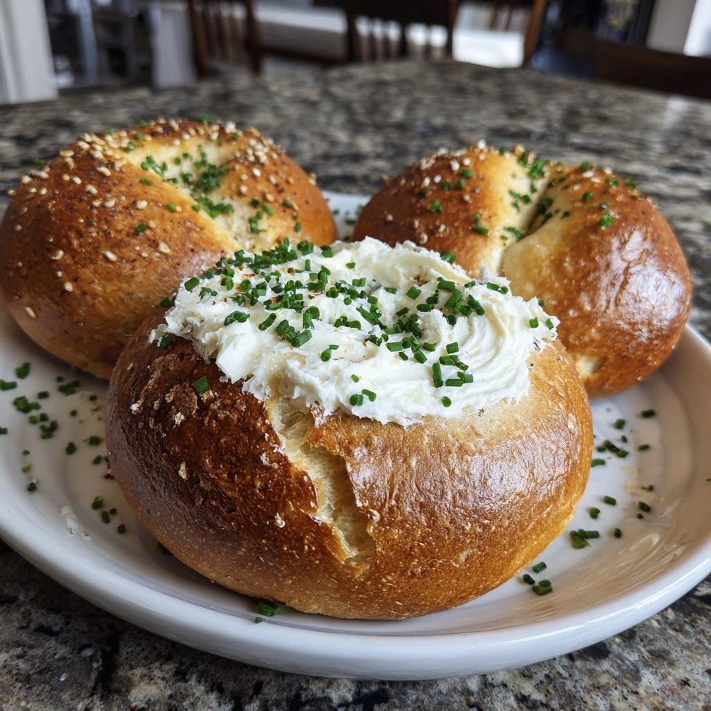 High Protein Bagels with Cream Cheese Spread
