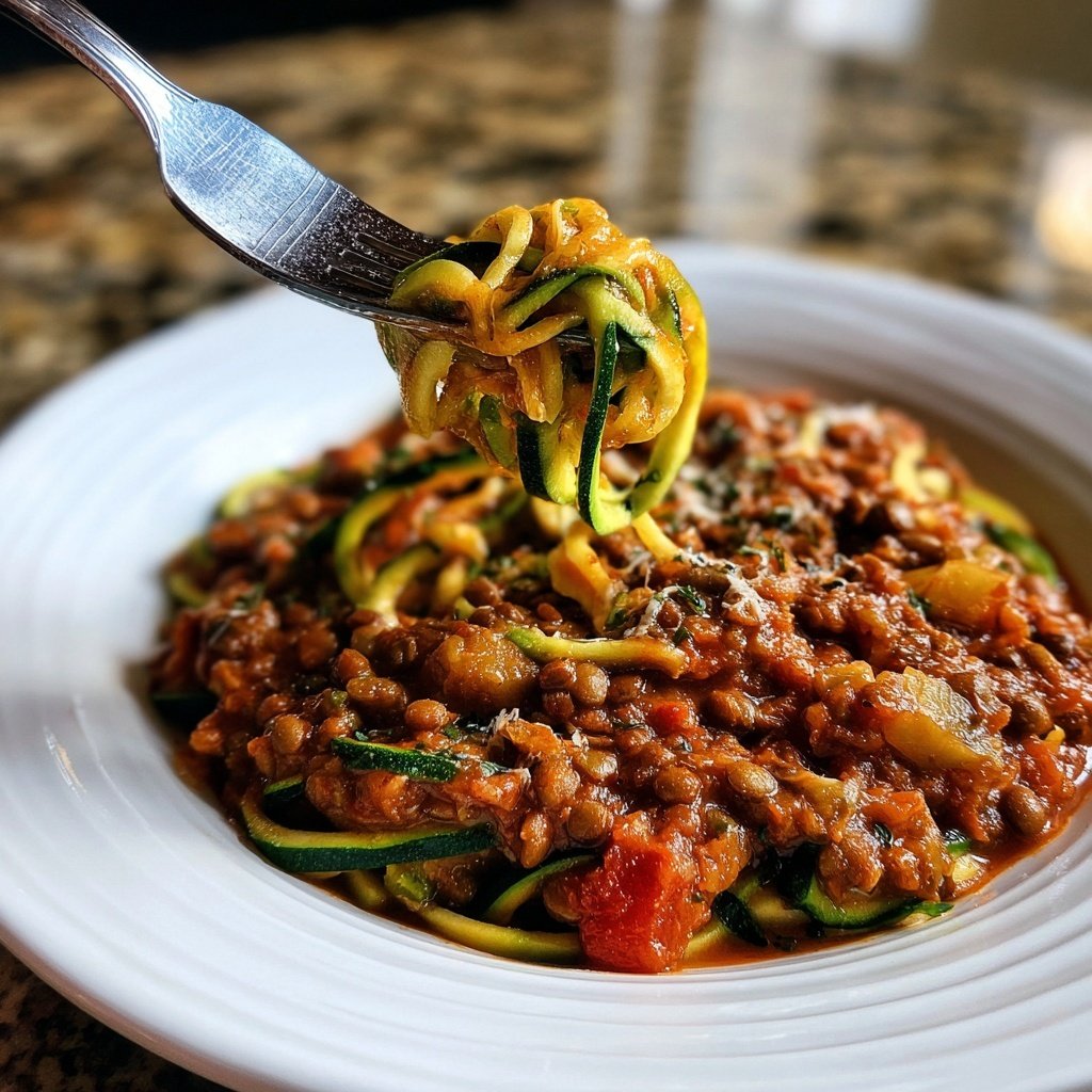 Lentil Bolognese Zucchini Noodles